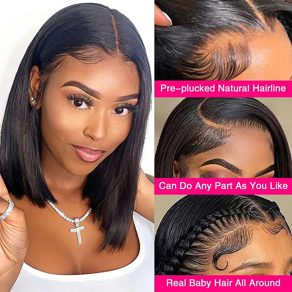 Natural Straight Bob Wig Lace Front Human Hair Wig