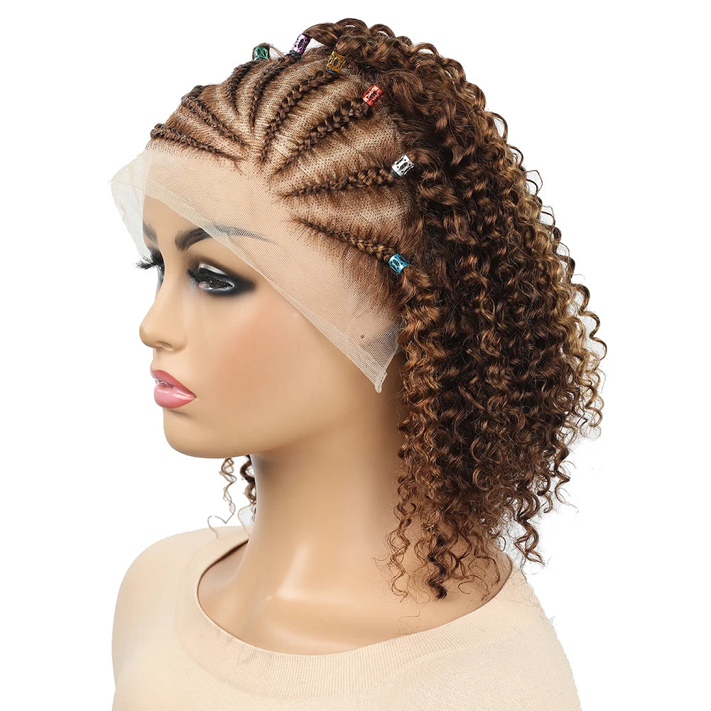 Braided Curly Lace Front  Wigs - Human Hair