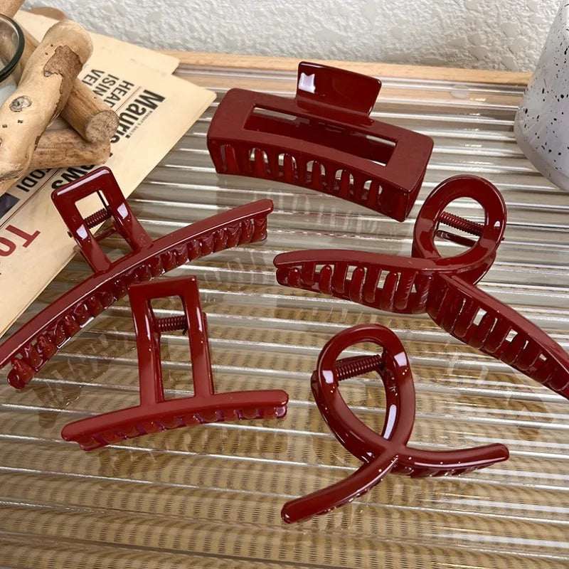 Red Crab Claw Hair Clips- Large