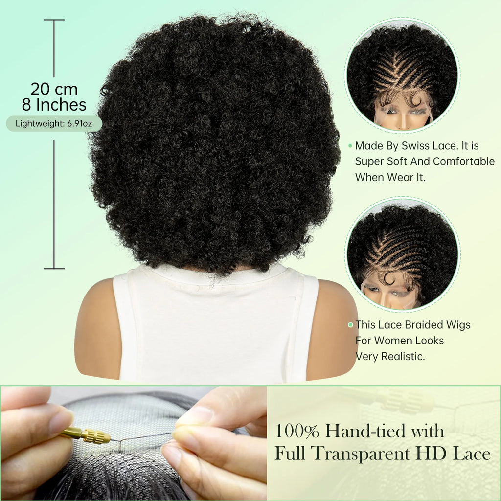 Kinky Curly Braided Cornrow Synthetic Wig