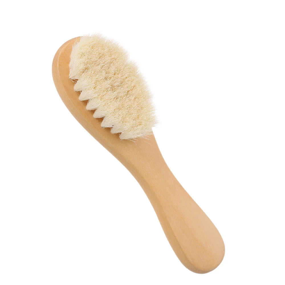 Baby Wooden Hair Brush Comb - Natural Wool