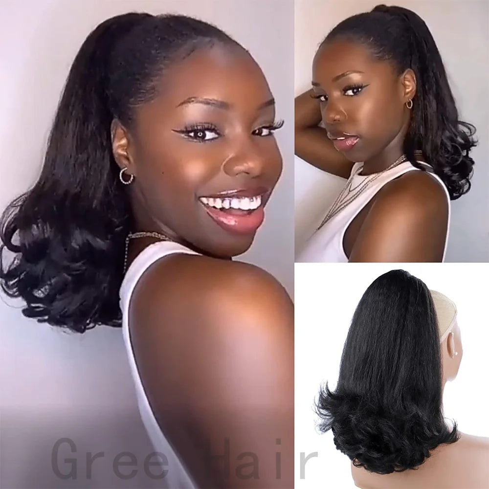 16" Synthetic Nature Drawstring Ponytail - Yaki Straight Hair Extensions