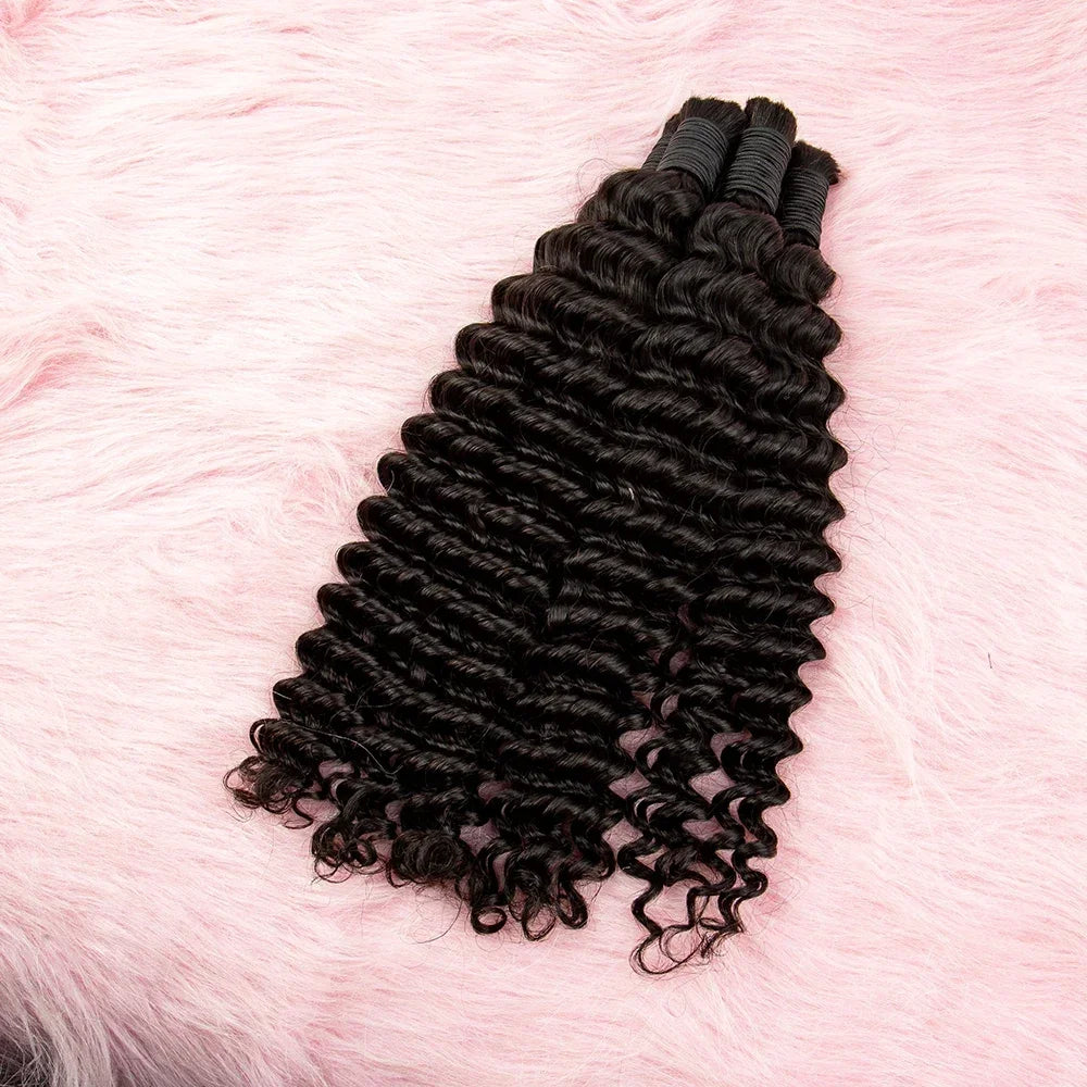 Deep Wave Bulk Hair Bundles for Braiding -  100% Human Hair