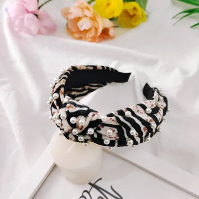 Leopard Flannel Pearl Knotted Headband