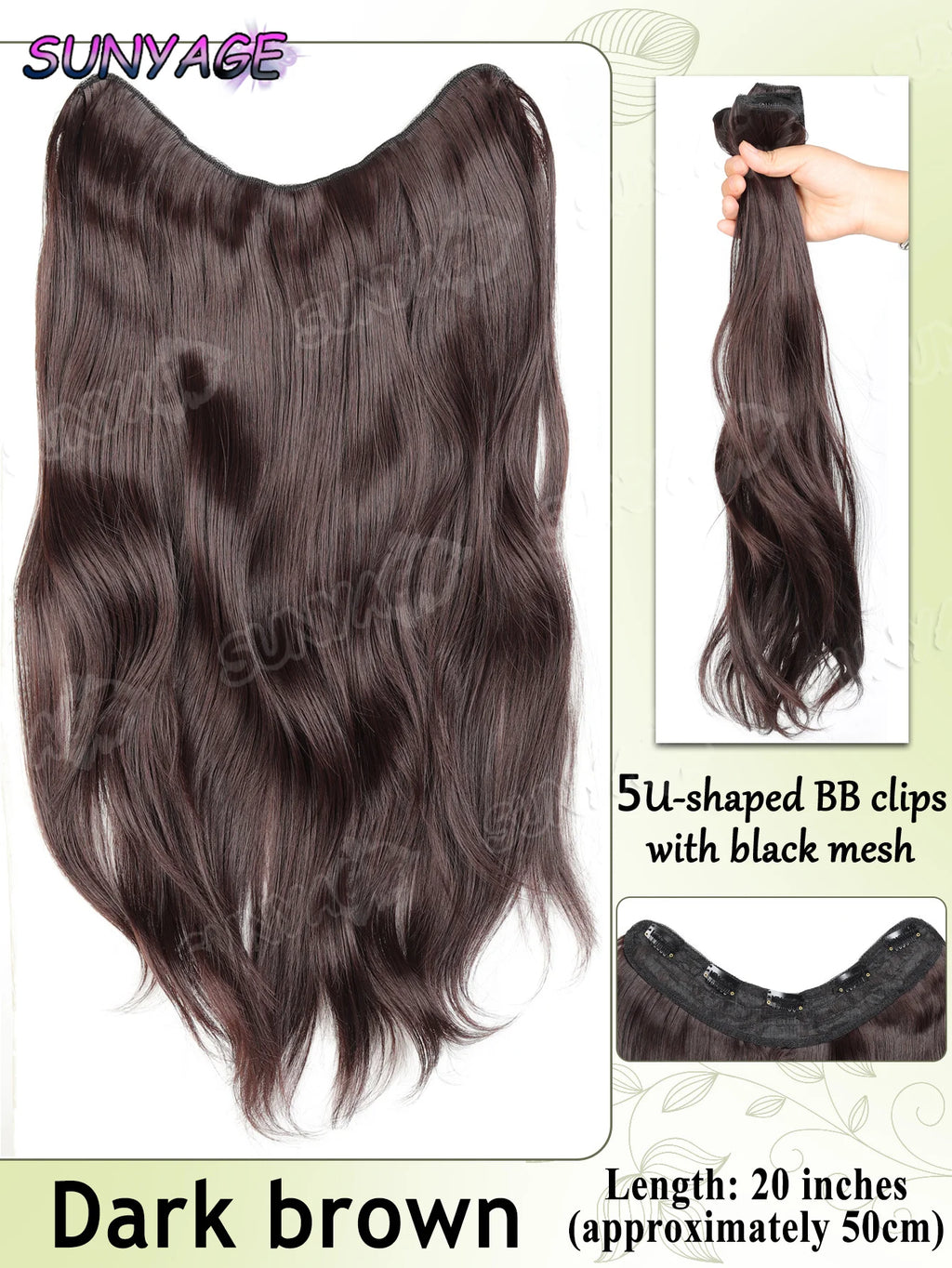 20" Synthetic Long Wavy Curly Hair Extensions