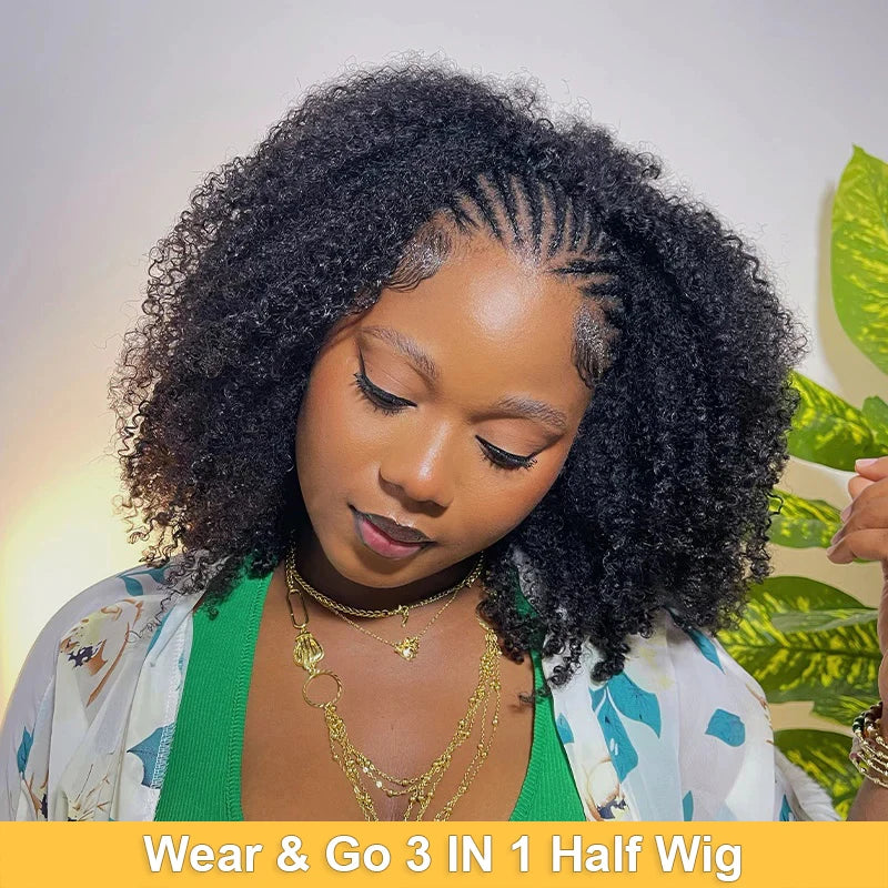 16" Brown Water Curly  Drawstrings Wig