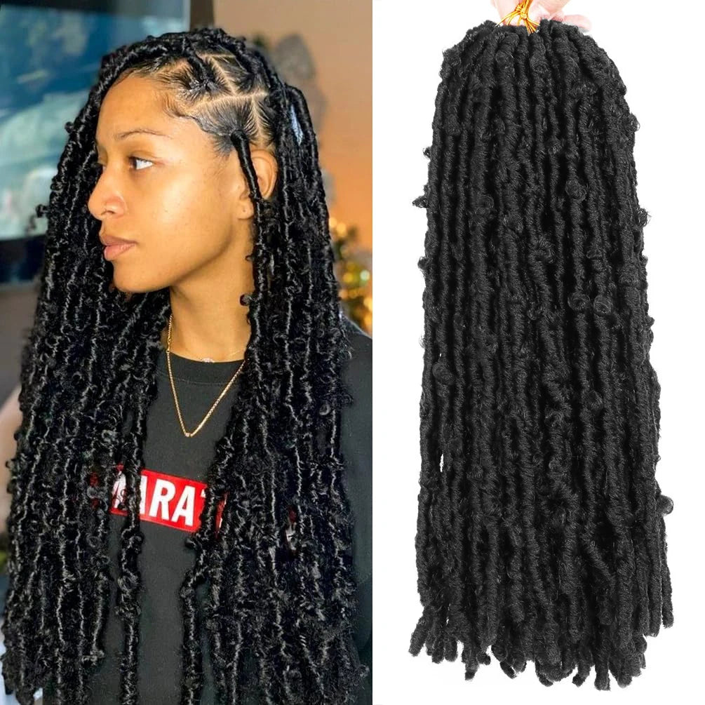 22" Synthetic Butterfly Locs Crochet Hair (Pre Looped) - Long Natural Distressed 6 packs