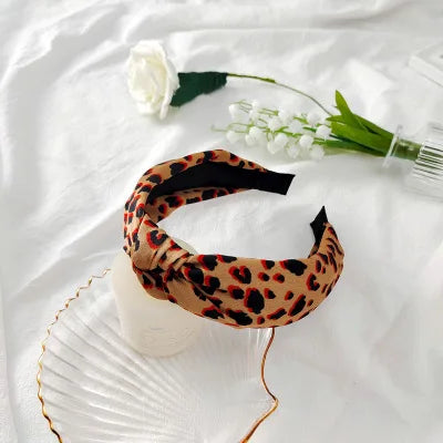 Leopard Flannel Pearl Knotted Headband