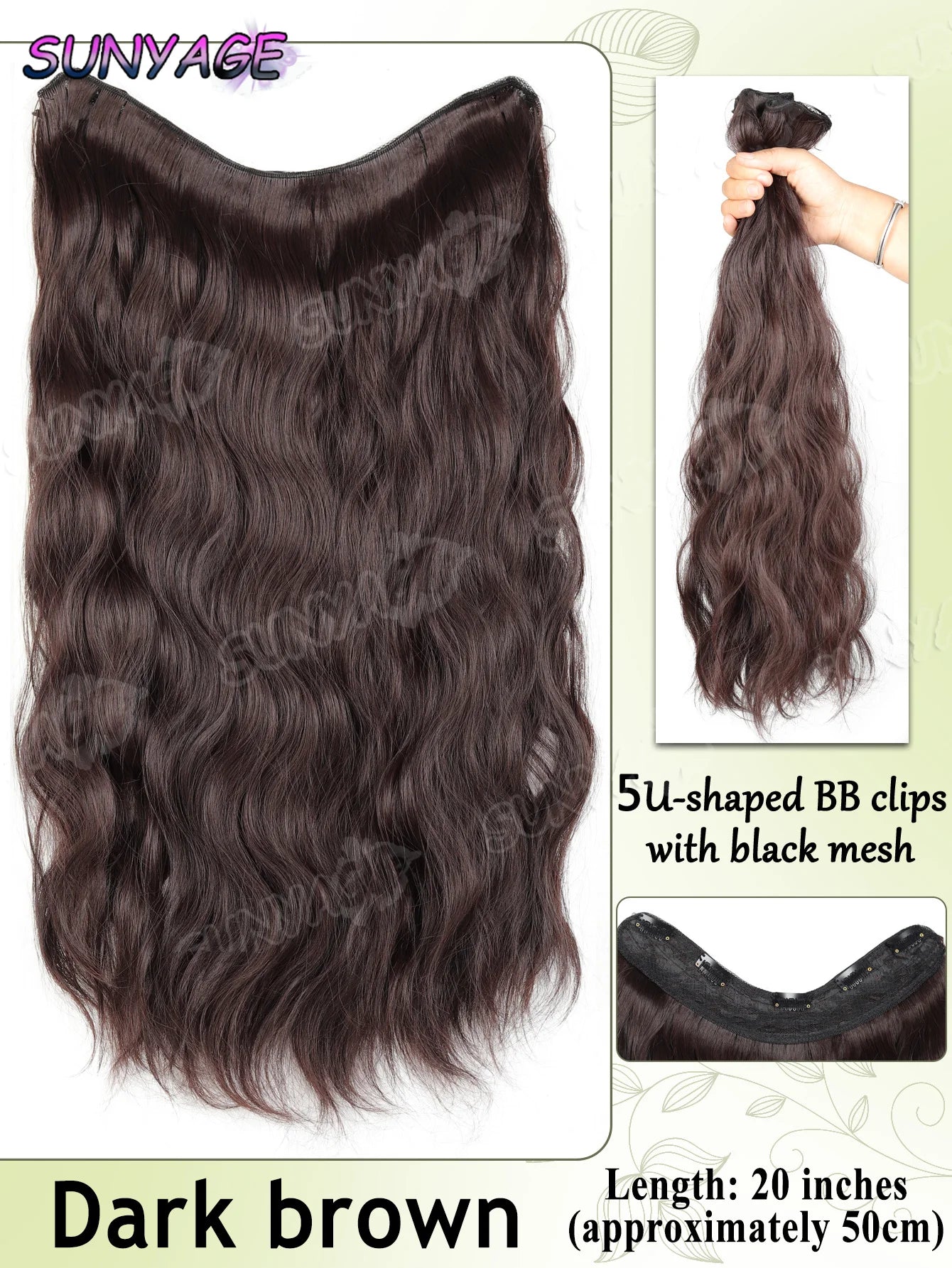 20" Synthetic Long Wavy Curly Hair Extensions