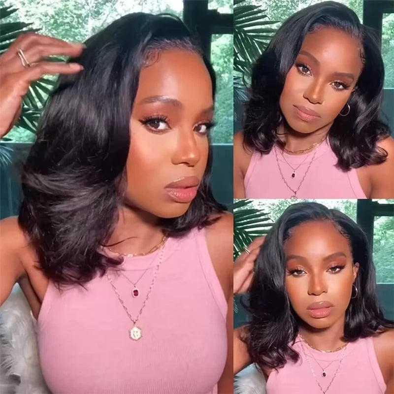 Body Wave Lace Front Human Hair Wig - Short Bob