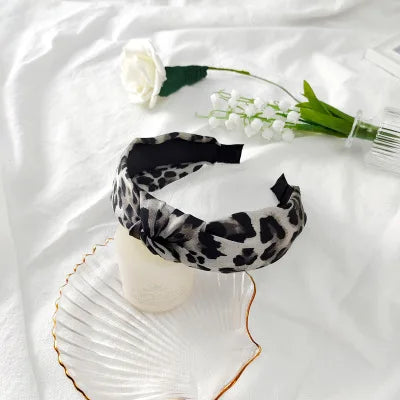 Leopard Flannel Pearl Knotted Headband