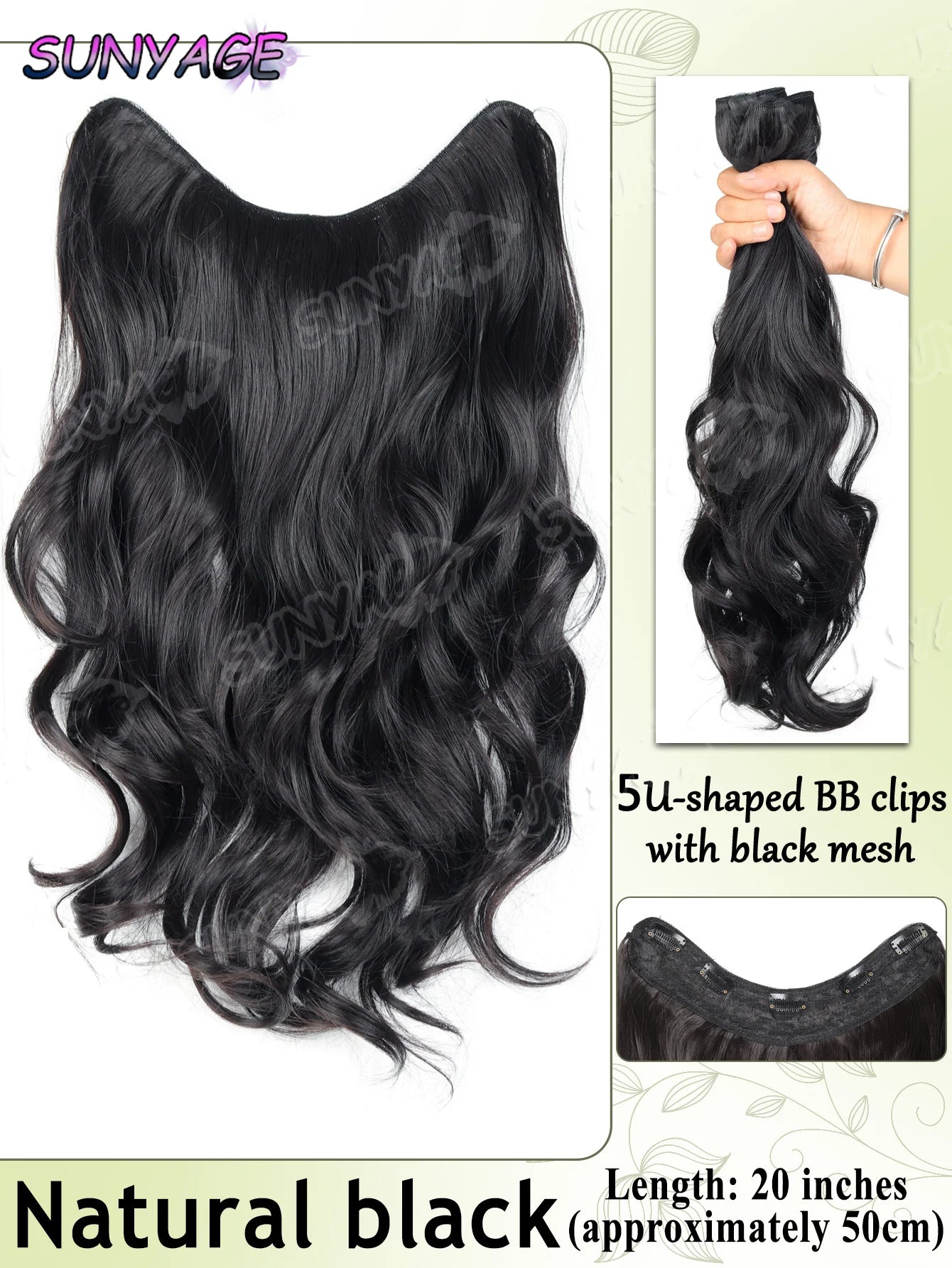 20" Synthetic Long Wavy Curly Hair Extensions