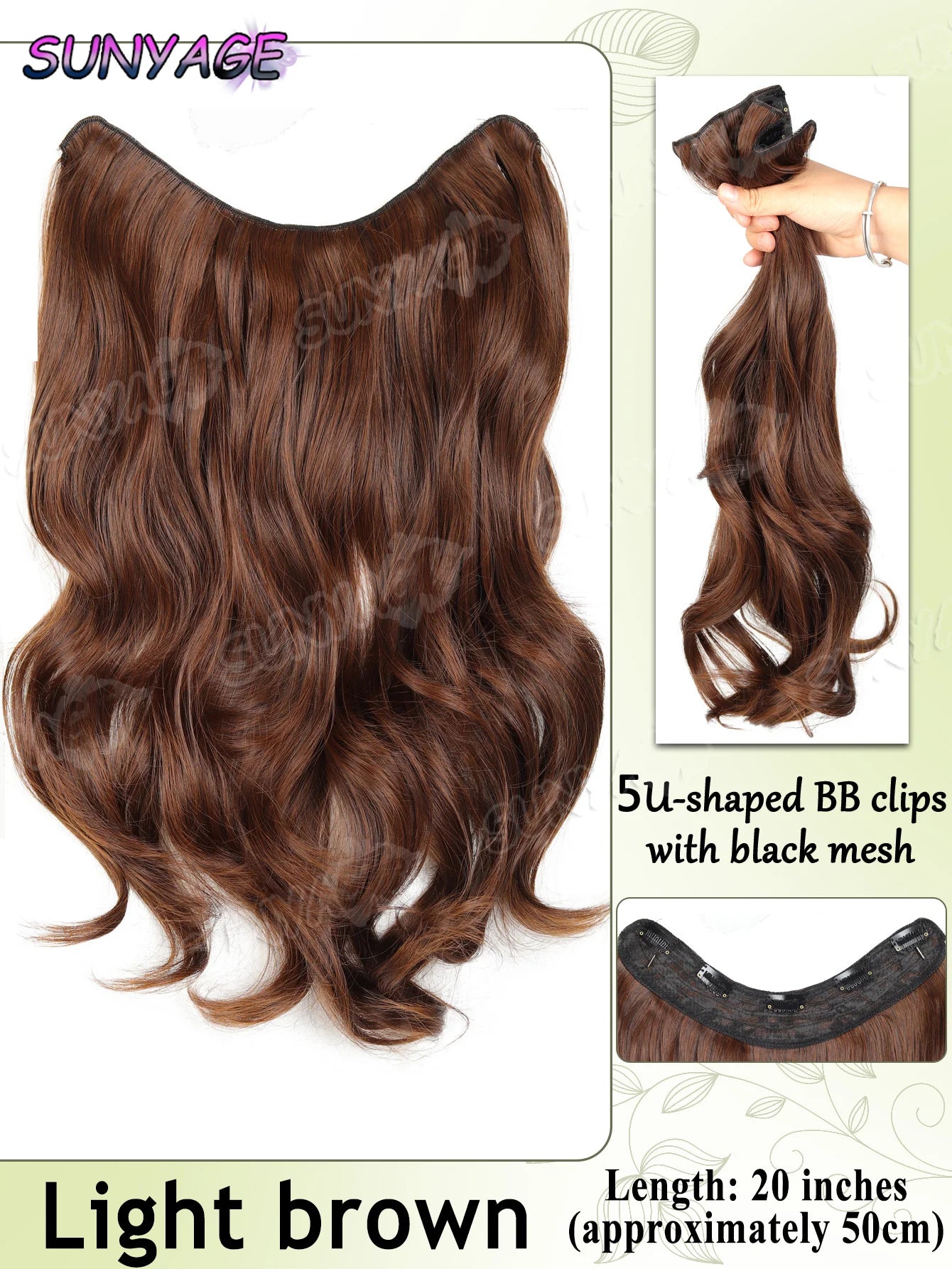 20" Synthetic Long Wavy Curly Hair Extensions