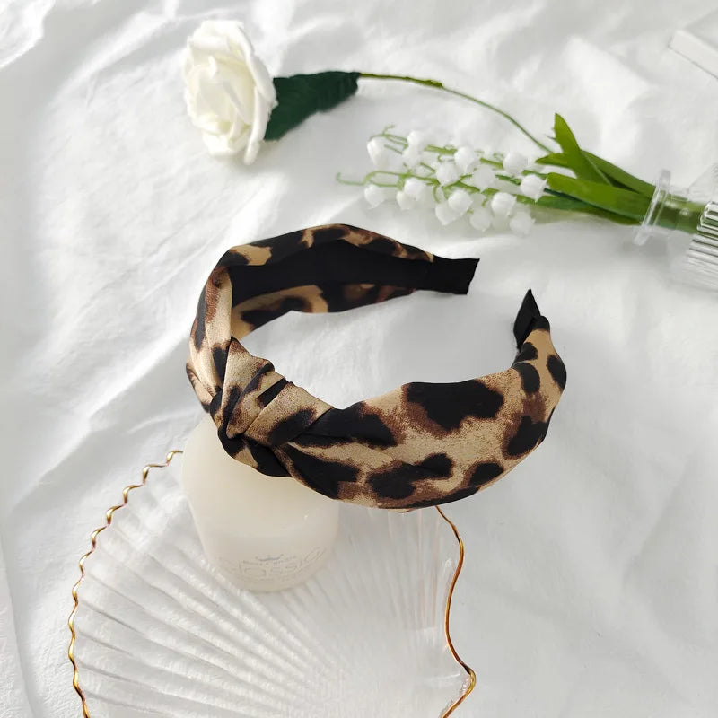 Leopard Flannel Pearl Knotted Headband