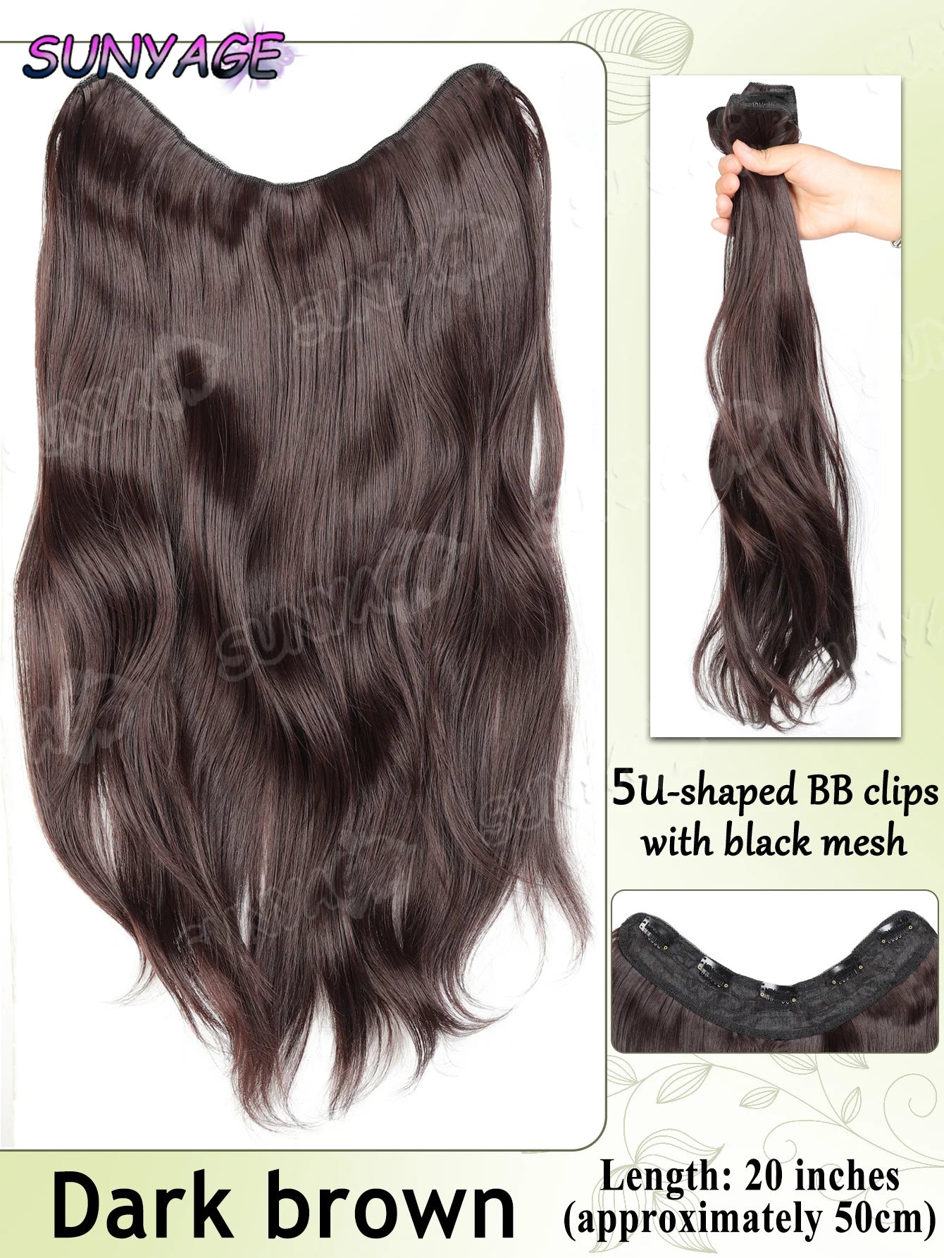 20" Synthetic Long Wavy Curly Hair Extensions