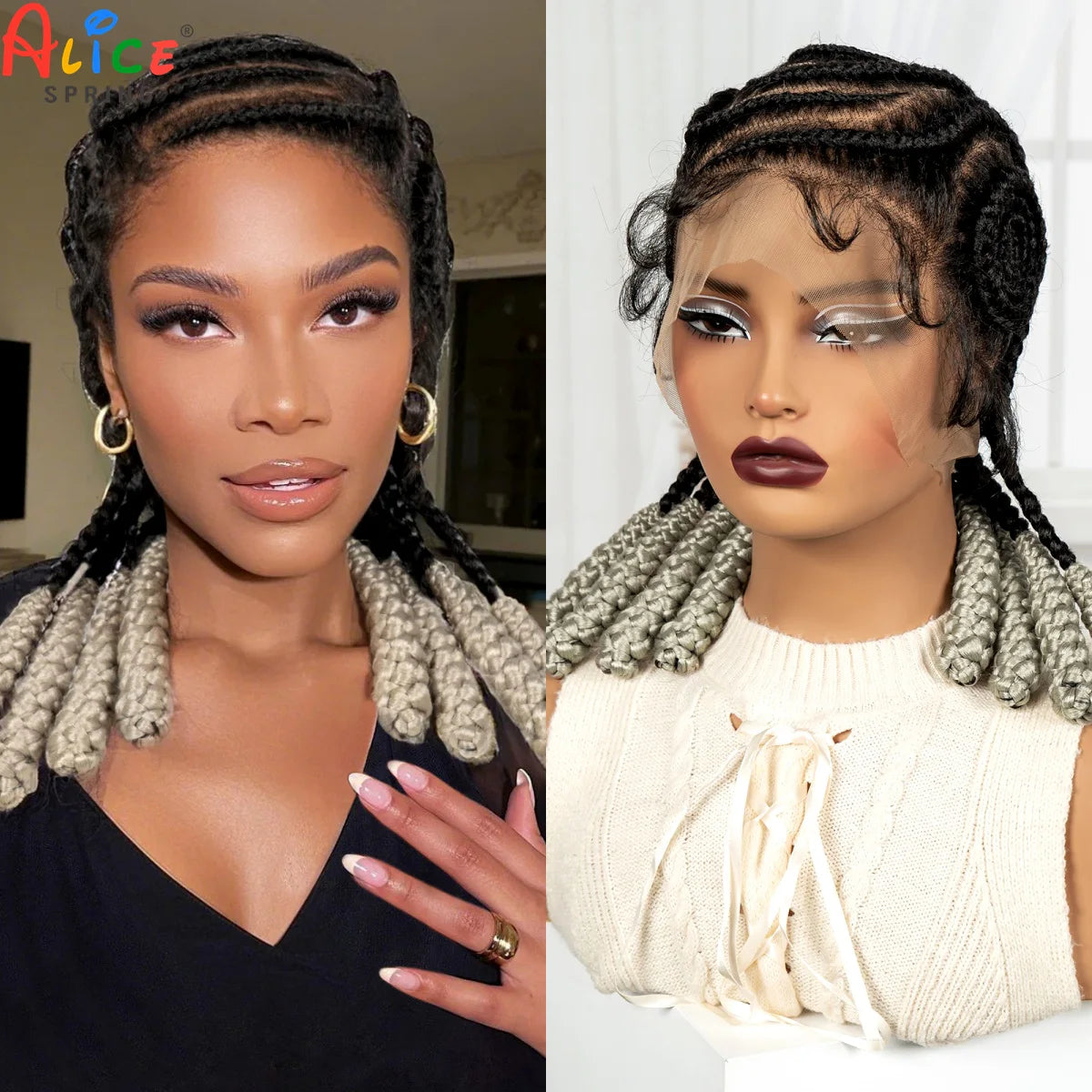 Cornrow Braided Synthetic Lace Front Wig