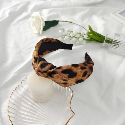 Leopard Flannel Pearl Knotted Headband