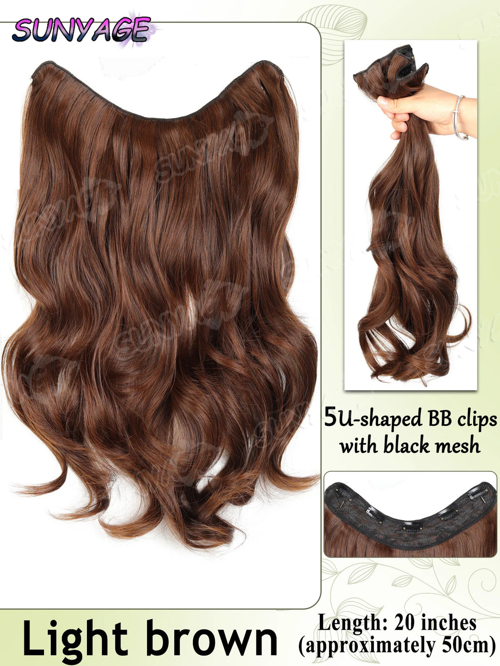 20" Synthetic Long Wavy Curly Hair Extensions