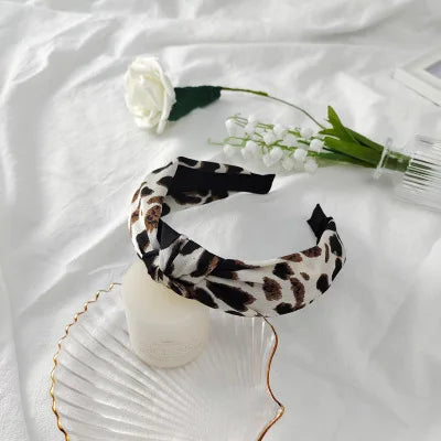 Leopard Flannel Pearl Knotted Headband