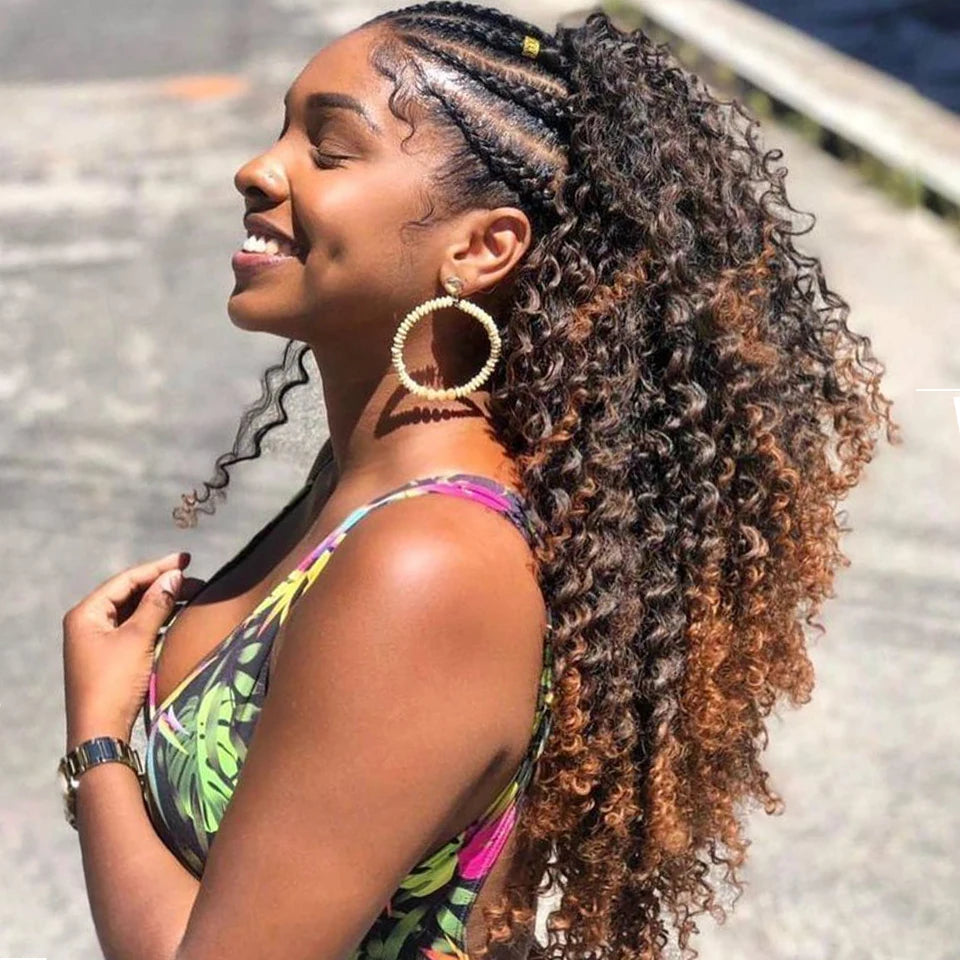 Braided Curly Lace Front  Wigs - Human Hair