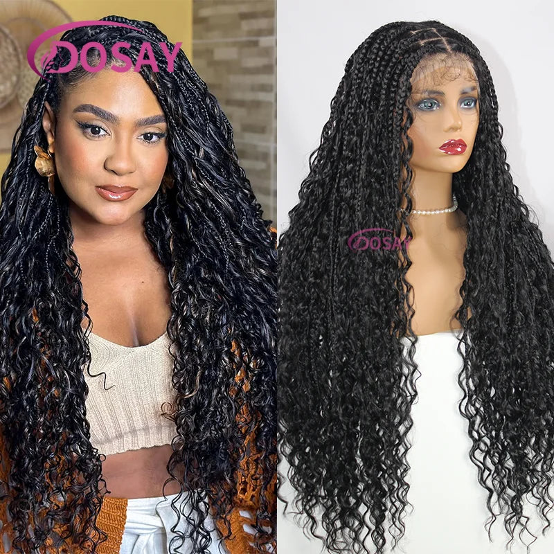 White Knotless Braided Synthetic Lace Front Wig With Baby Hair