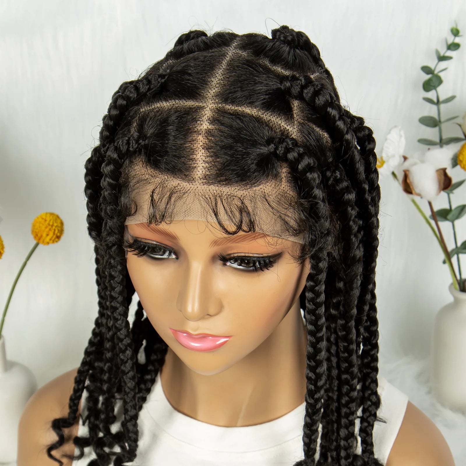 KIMA Short Synthetic Square Box Braided Lace Front Wig
