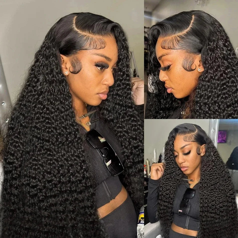 Kinky Deep Curly Water Wave  Lace Front Wig - Glueless, 100% Human Hair