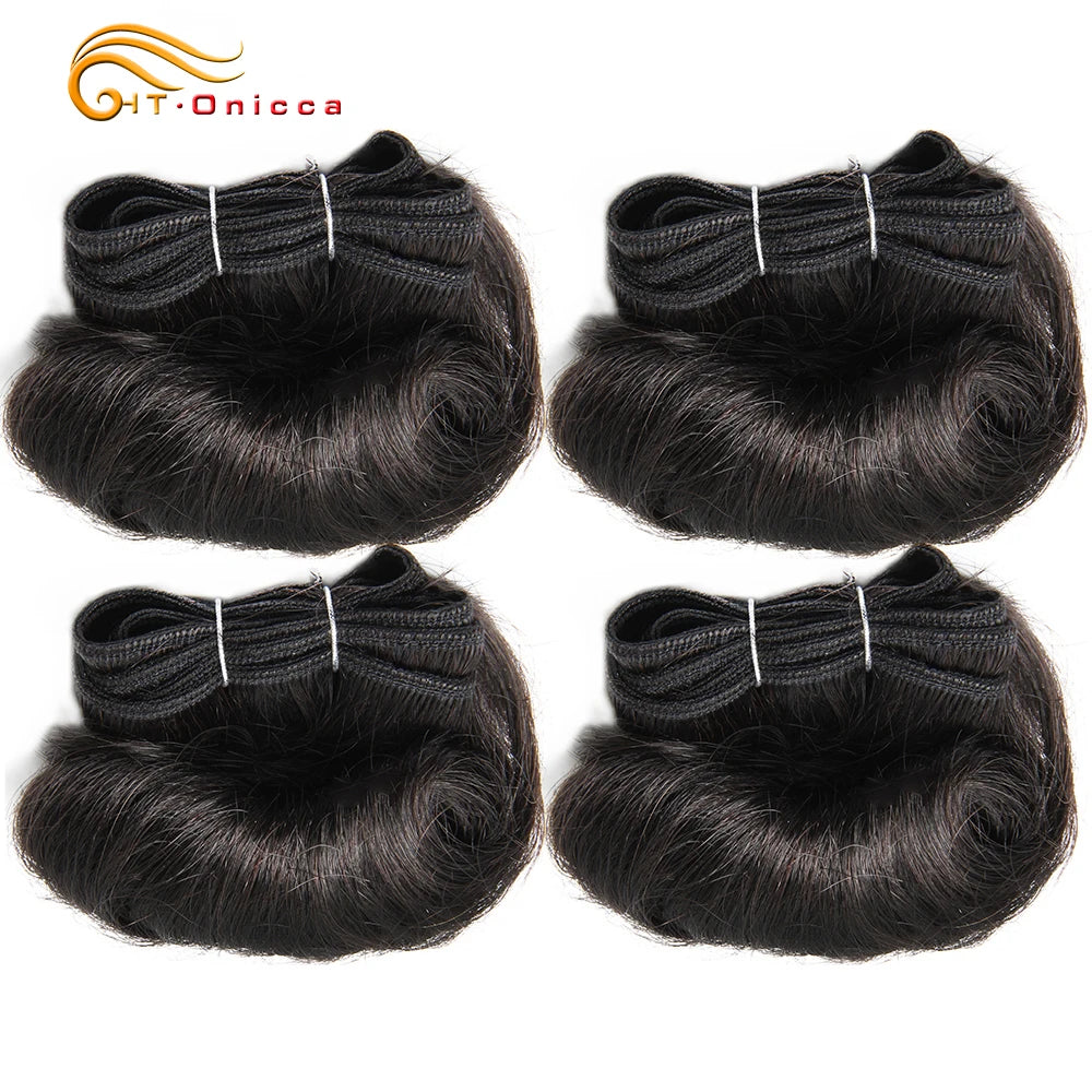 4Pc Wavy & Curly Malaysian Human Hair Weave Bundles