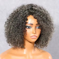 Salt And Pepper Curly Bob Human Hair Lace Front Deep Wave Wig