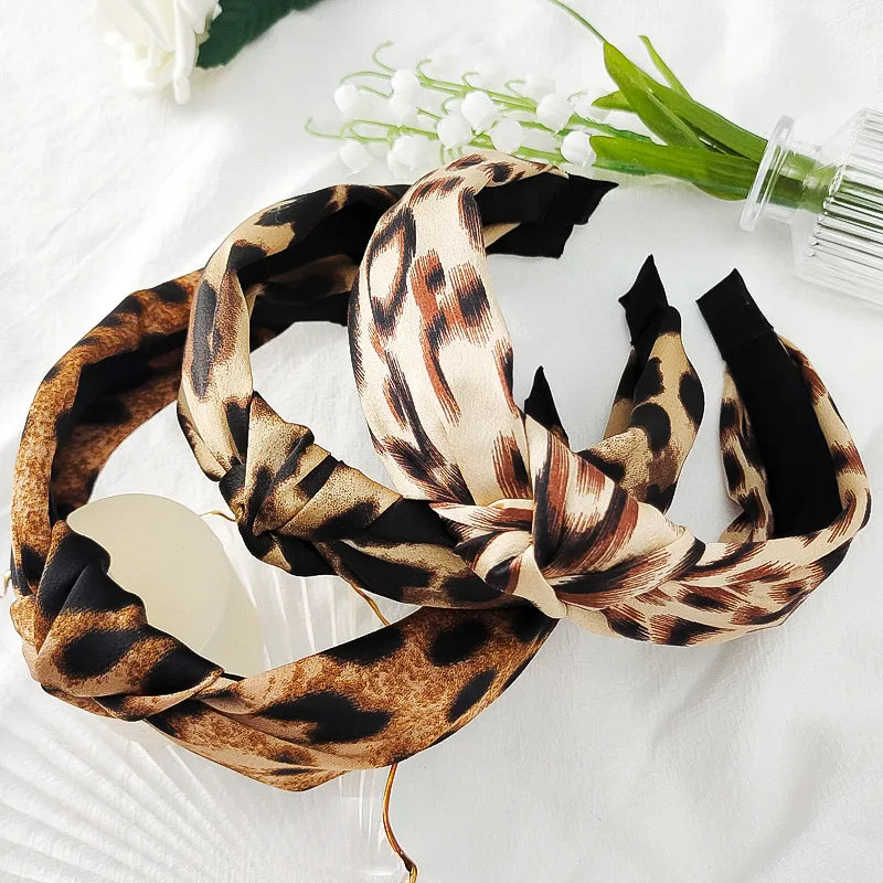 Leopard Flannel Pearl Knotted Headband