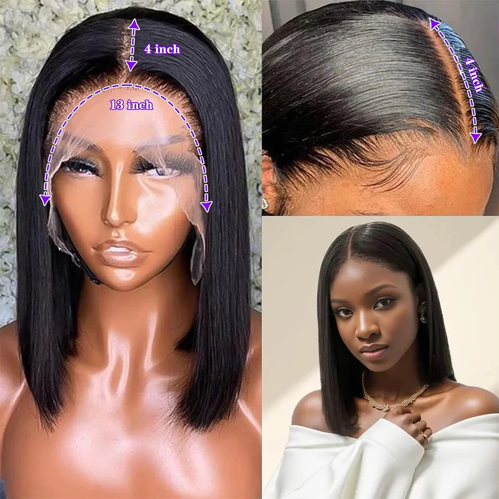 Natural Straight Bob Wig Lace Front Human Hair Wig