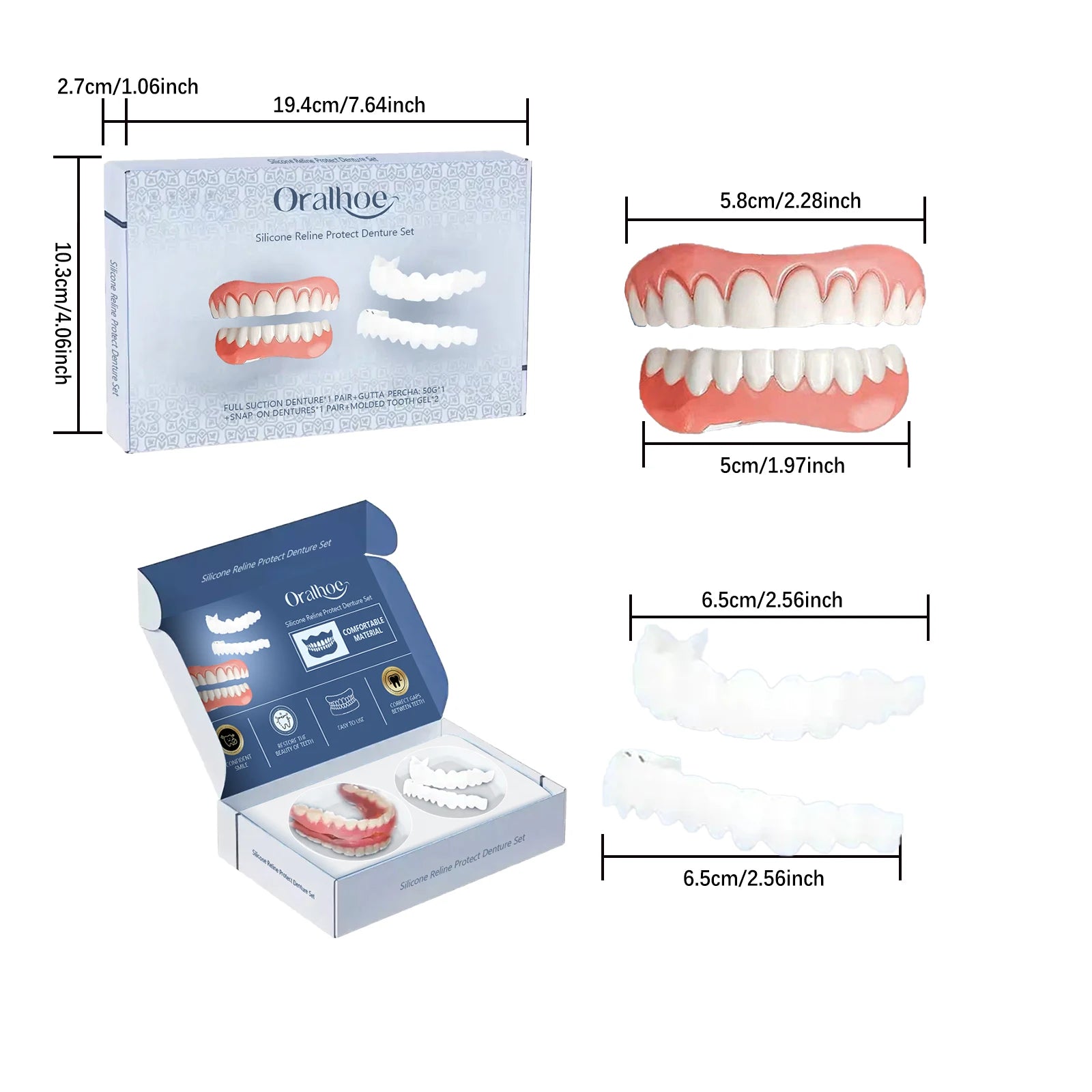 Oralhoe Silicone Adjustable False Teeth Denture Kit