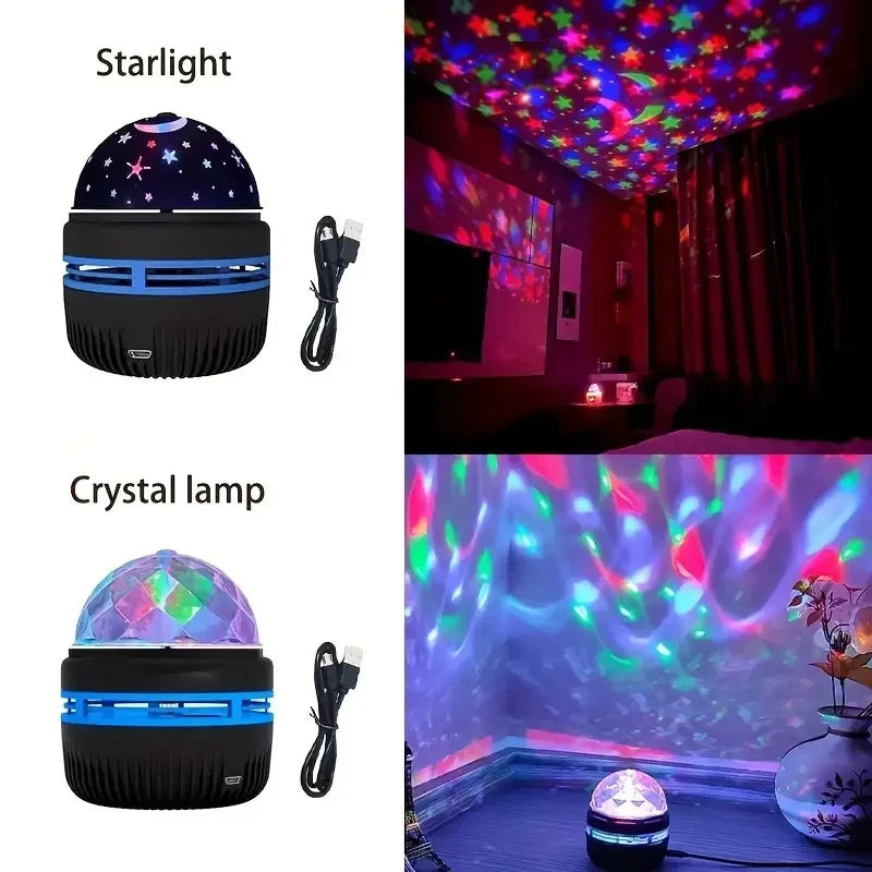 1pc Galaxy Star Projector - Water Ocean Wave For Bedroom Night Light  (7-Colors Patterns)