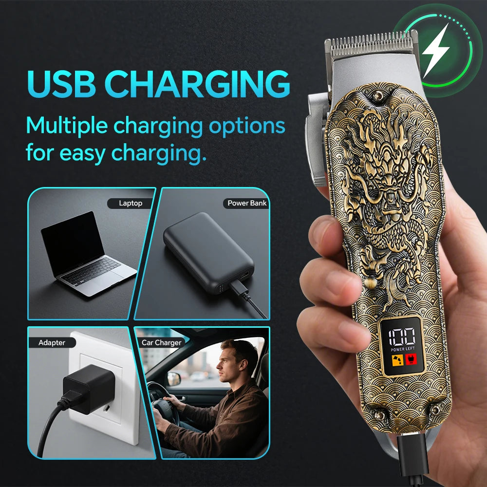 LED Display Rechargeable Electric Barber Hair Trimmer Clipper Set