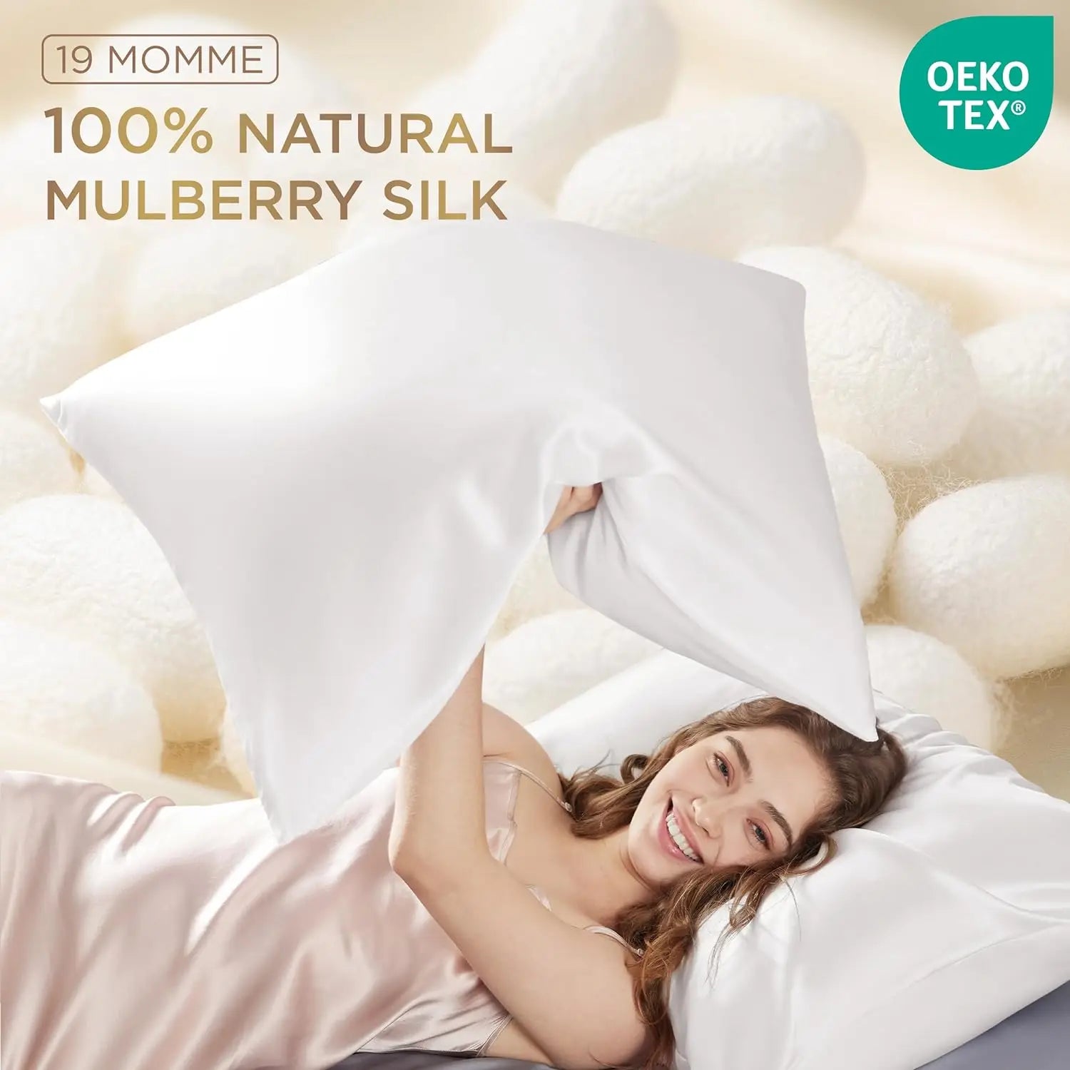 Mulberry Silk Pillow Case With Zipper for Hair Standard/Queen - Size 20x30 Inch