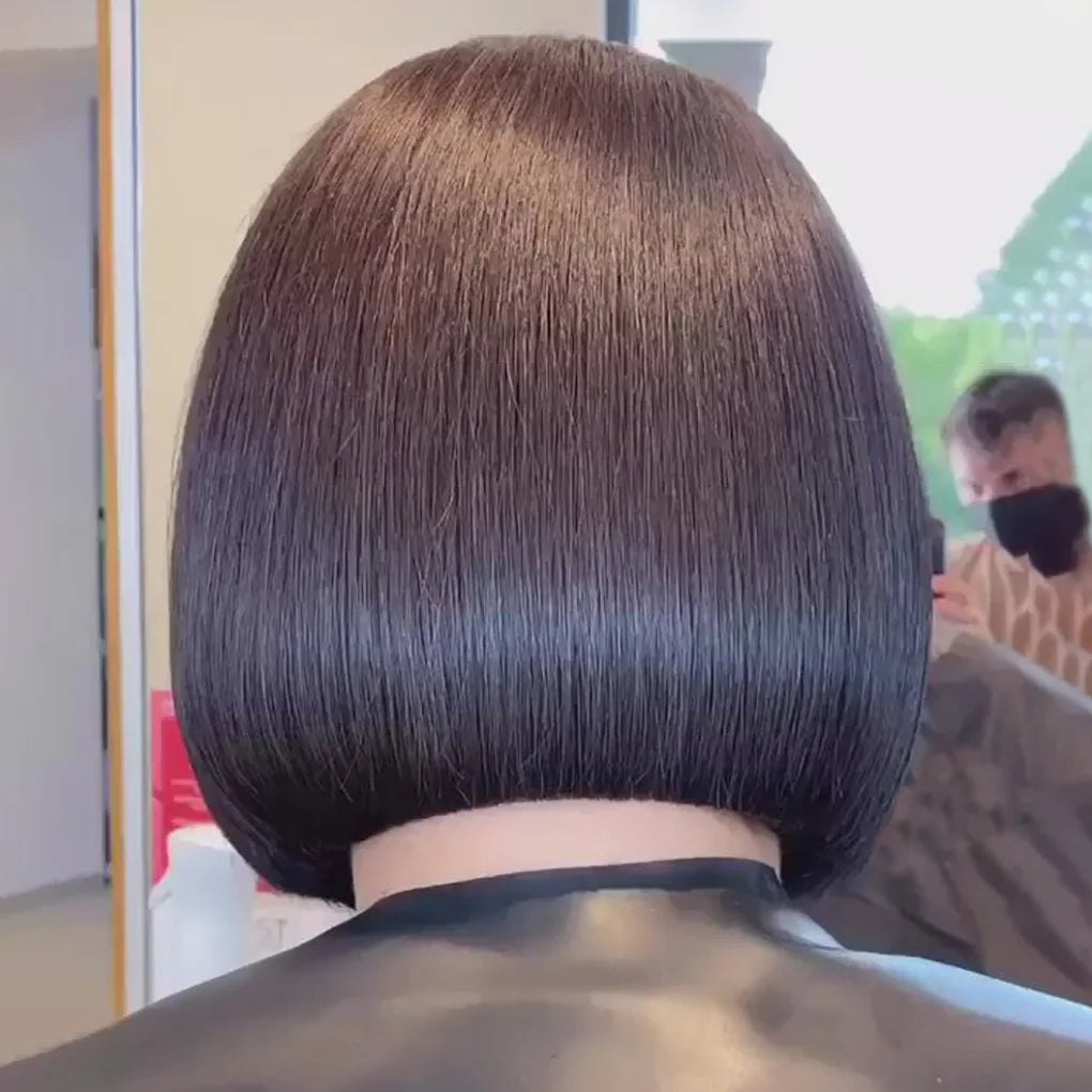 Short Straight Bob Human Hair Lace Front Glueless Wig - 13x4