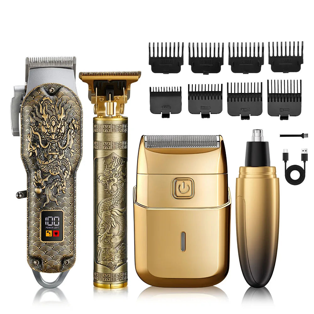 LED Display Rechargeable Electric Barber Hair Trimmer Clipper Set