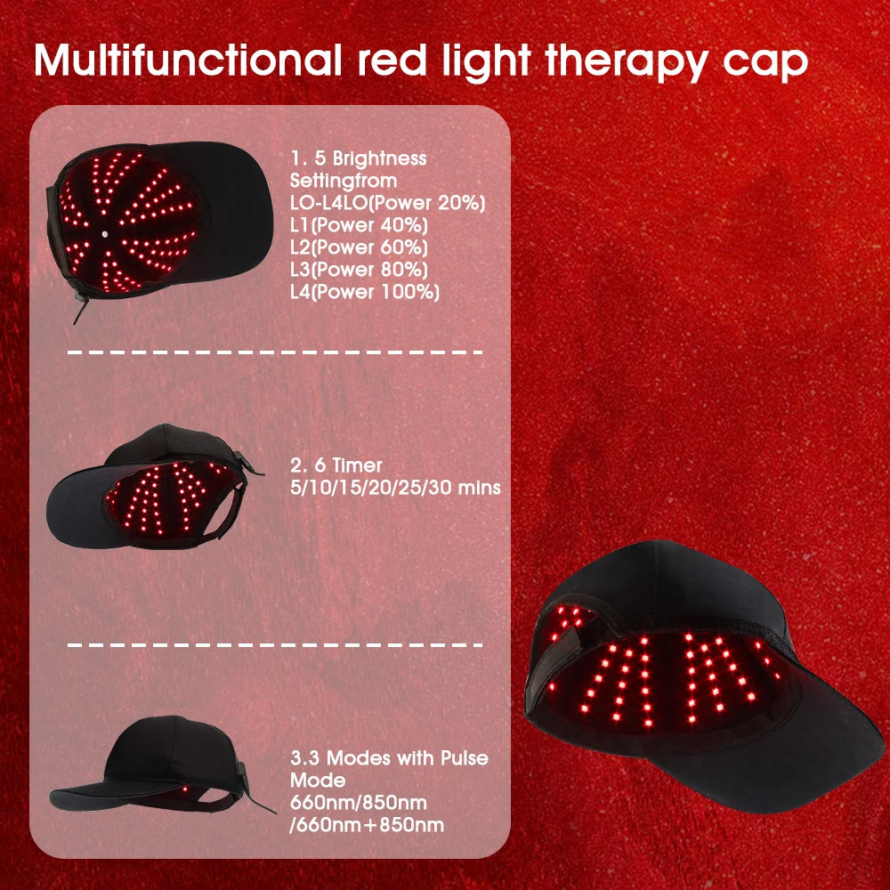 Multi-functional Timer Pulse Red Light LED Therapy Cap for Hair