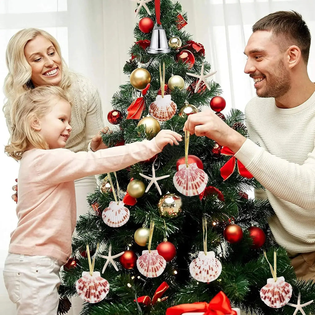 Hanging Natural Scallop Seashells for Crafting Christmas Ornaments 36pcs - 1.5-2.3 Inch