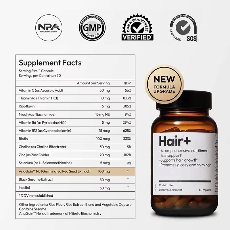 Organic Hair Growth Capsules with Vitamin C Inositol and Niacin