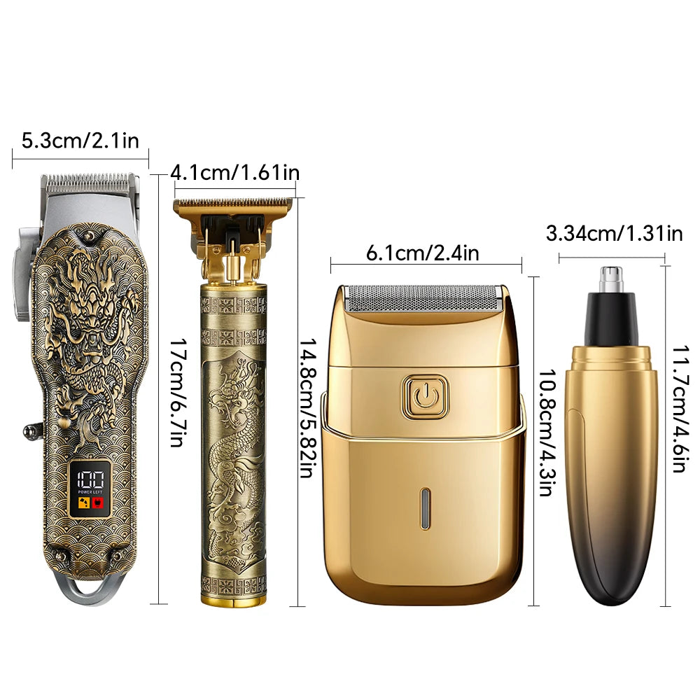 LED Display Rechargeable Electric Barber Hair Trimmer Clipper Set