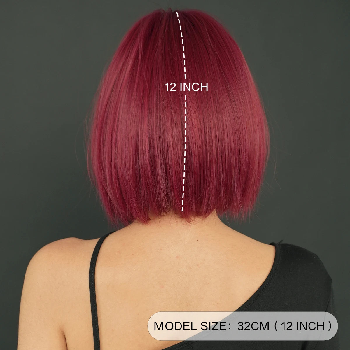 Short Bob Straight Wig with Bangs 12in Short Natural Red Yaki Wig Synthetic Heat Resistant Burgundy Red Hair