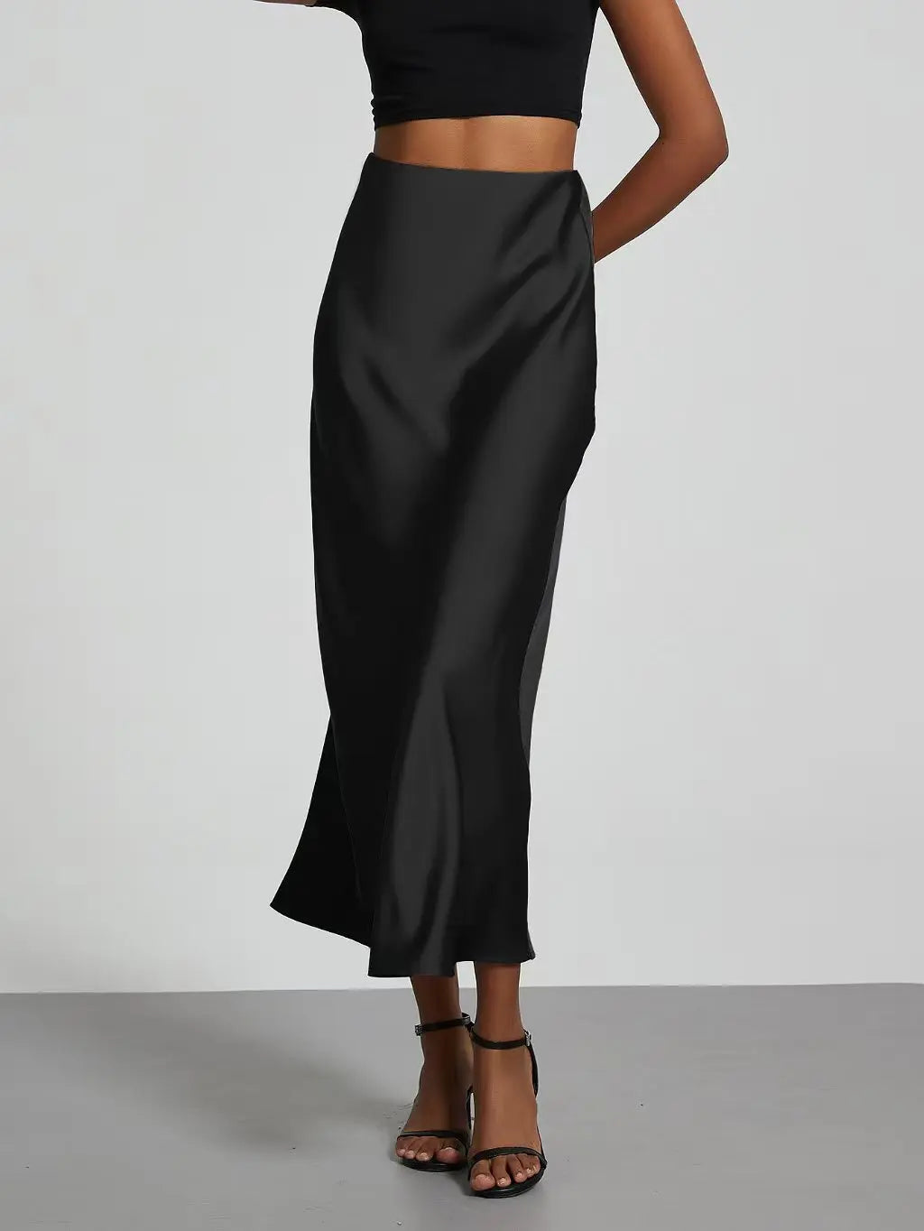 Satin High Waist Elegant Long Skirt