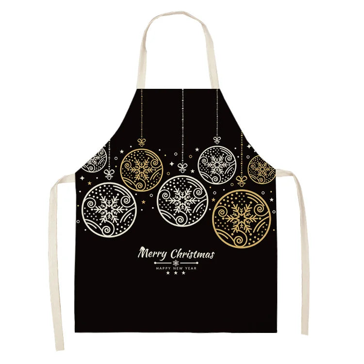 Black Gold  Elk Snowman Christmas Tree Apron