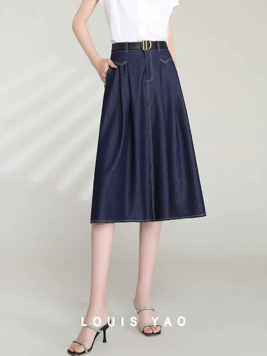 LOUIS YAO  Knee Length Jean Skirt