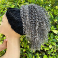 Salt And Pepper Jerry Curly Human Hair Drawstring Ponytail