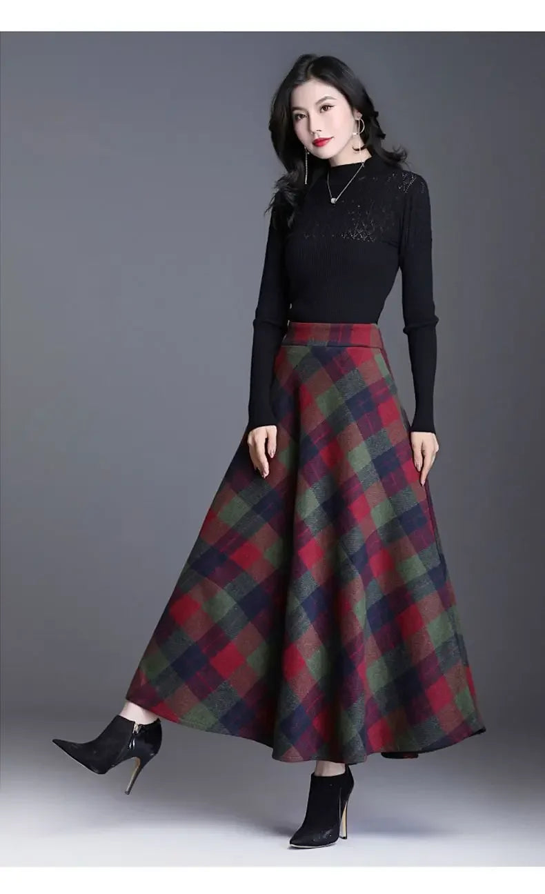 Long Wool A-line Skirt