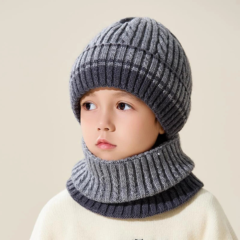 Children's Wool Knitted Hat & Scarf Set