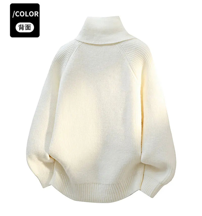 Men's Fashion Casual Scarf Design Pullover Sweater Casual with Loose Button Decor