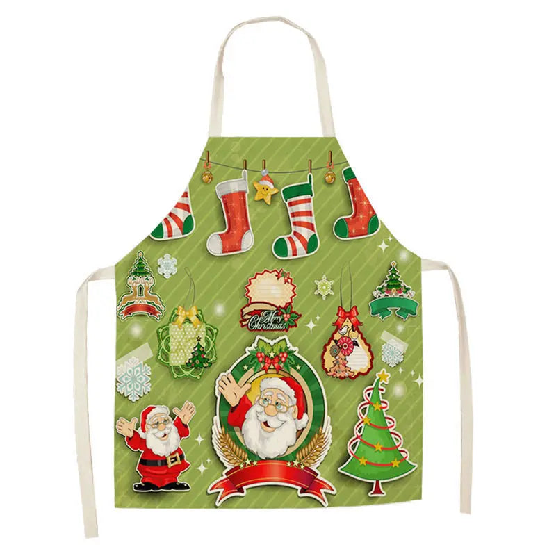 Matching Parent & Child Christmas Linen Blend Apron